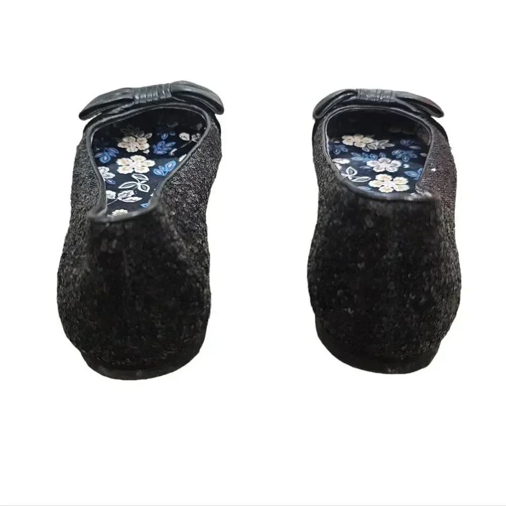 Tory Burch Sequin Divine Bow‎ Flat Ballerina Driver Size 7